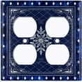 thumbnail image 3 of Metal Light Switch Plate Cover Blue Rhombus Snowflake Frame FRA044, 3 of 13