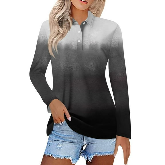 Lmnyox Women's Long Sleeve Golf Shirts Classic Dressy Fashion Collared Button Blouses Business Casual Tops