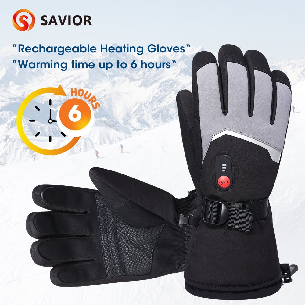 Savior Battery Heated Gloves for Men Women Savior Electric Rechargeable Motorcycle Warm Gloves Mittens for Cycling Skiing Snowmobile Hunting Camping Riding Raynaud & Arthritis Outdoor Hand Warmer