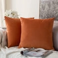 thumbnail image 3 of Burnt Orange Velvet Throw Pillow Covers for Patio, Easy Care Decorative Outdoor Thanksgiving Cushions (Set Of 2), 3 of 5