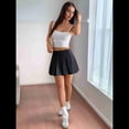 thumbnail image 4 of Faldas Plisadas para Mujer, Minifalda de Cintura Alta, Estilo o Tenis, Corte A, Estilo Animadora. Negro M, 4 of 10