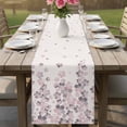 thumbnail image 4 of Spring Floral Table Runner 90 Inches, Pink Gray Cherry Blossom Flowers Beige Bed Runner Dresser Scarves Tabletop for Indoor Outdoor Parties/Ceremony/Banquet, 13" x 90", 4 of 9