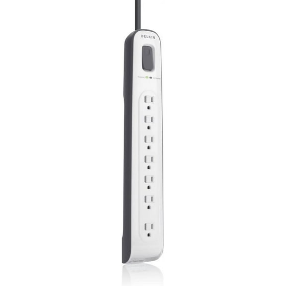 Belkin 7-Outlet AV Power Strip Surge Protector with 12-Foot Power Cord and Telephone Protection, 2000 Joules (BV107200-12),White