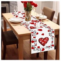 Kbndieu Valentines Day Table Runner, 13 x 72 Inch White Table Runner for Valentines Decorations, Winter Holiday Table Runners Valentines Day Decor Home Romantic Decorations Heart Shaped Table Runner