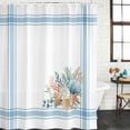 thumbnail image 2 of Blue Coastal Shower Curtain, Waterproof Shower Curtains for Bathroom, Nautical Starfish Eucalyptus Leaf Coral Striped Washable Fabric Bathtub Curtain Set Bath Decor with 12 Hooks Stall 36"x72", 2 of 8