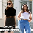 thumbnail image 5 of WHIPPY Women's Leather Belt for Jeans Dresses Ladies Studded Brown Leather Belts, 5 of 8