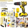 thumbnail image 2 of 21V Tool Kit with Drill, 120PCS 21V Cordless Drill Set with 3/8" Keyless Chuck of Metal & 25+3 Clutch with Impact, 2 x 2.0Ah Battery & Fast Charger, Max Torque 45Nm, 2-Variable Speed, 2 of 14