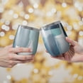 thumbnail image 2 of 12oz Stemless Wine Tumblers Blue and Grey Abstract Art Artwork Vacuum Insulated Stainless Steel Travel Tumbler Cups Mug with Lid and Straw for Champaign,Cocktail,Beer with Cleaning Brush, 2 of 5