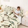 thumbnail image 3 of Feelyou Vintage Fishing Wildlife Bed Sheets for Men Women, Deer Duck Bass Lake Forest King Sheets, Beige Brown, 4 Pieces, 3 of 5