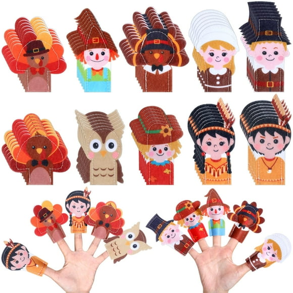Set de títeres con dedos Honoson Thanksgiving, 60 unidades, para adultos