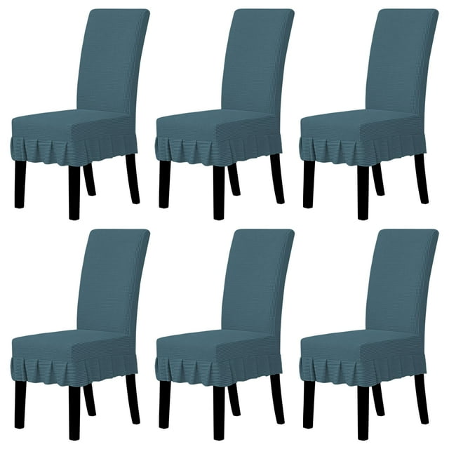 Fundas elásticas de jacquard para sillas de comedor, paquete de 6 piezas, color pizarra