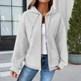 thumbnail image 7 of Breezora Ladies Casual Waffle Knit Hooded Jacket Loose Fit Drawstring Comfortable Fall Winter Outerwear Coat S Size White, 7 of 7