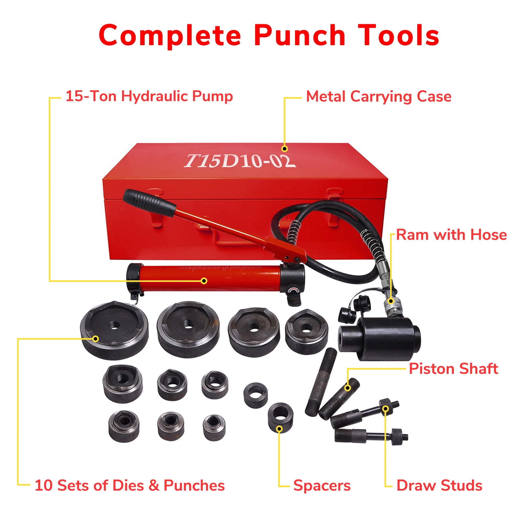 HYDRAULIC KNOCKOUT PUNCH DIE SET TWO PAIRS EACH SIZE 10 TON  22 PIECE  NEW 