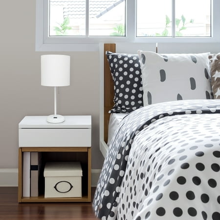 Limelights - Stick Lamp with Charging Outlet and Fabric Shade - White