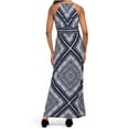 thumbnail image 2 of London Times Women's Morris Diamond Basket Printed Keyhole Halter Maxi Dress-Blue / 8, 2 of 3