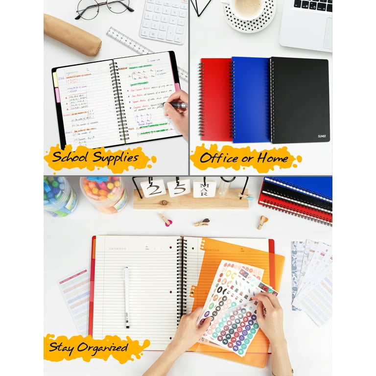 SUNEE Five Section College Ruled Notebook- 300 Pages, 8.2