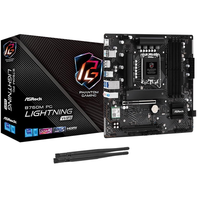 Tarjeta Madre ASROCK B760M PG LIGHTNING WIFI LGA 1700 Micro ATX negro