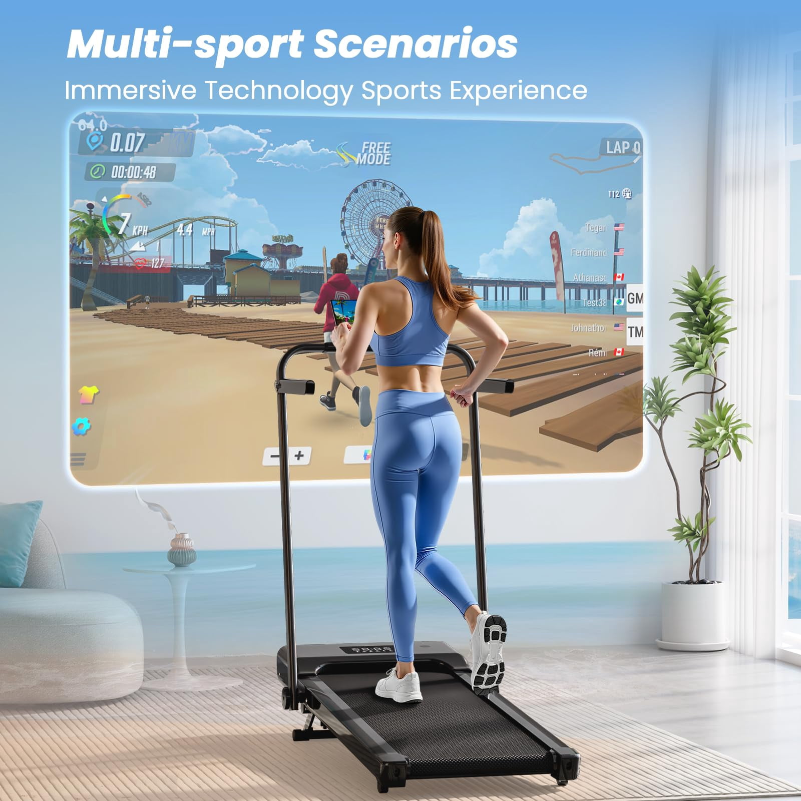 Folding Treadmill for Home,3 in 1 Under Desk Treadmill for Home&Office,Speed Range 7.5mph,300lbs Weight Capacity