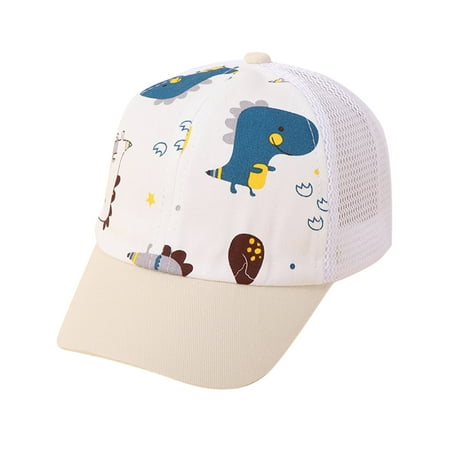 

nsendm Toddler Pom Poms Toddler Boys Girls Breathable Dinosaur Cap Spring Summer Sun Hat Cute Cartoon Kids Sunhat Beige One Size