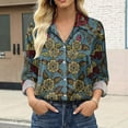 thumbnail image 2 of Womens Tops Satin Shirt Retro Floral Print Casual Long Sleeve Tops Blouses for Women Dressy Casual, 2 of 9