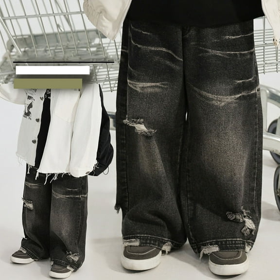 Kids Boys Jeans Jogger Pants ForBoys Elastic High Waisted Straight with Pocket Classic Fit Casual Boys Soccer Shorts 3-4 Years