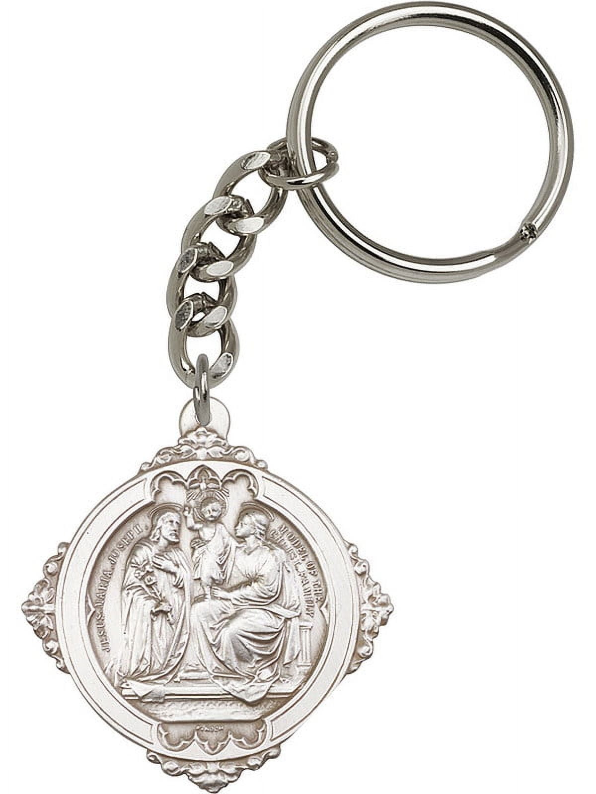 Antique Silver-Plated St. Mark Keychain 1 7/8 x 1 1/4 inches