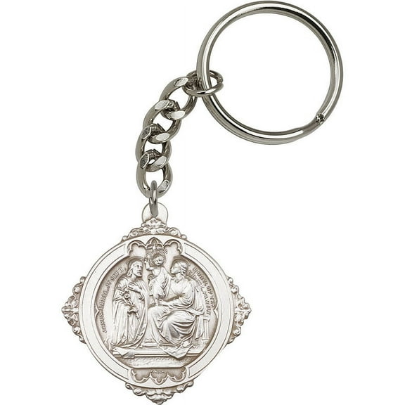 Antique Silver-Plated Holy Family Keychain 1 5/8 x 1 1/2 inches