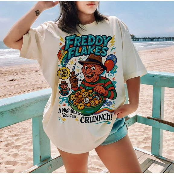 Freddy Flakes Funny Halloween T-shirt, Horror Character Retro Horror Tee Vintage Halloween