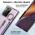 thumbnail image 4 of Crossbody Wallet Case for Samsung Galaxy Note 20 Ultra with Lanyard Strap Card Slot Holder RFID Blocking 360° Ring Kickstand,Magnetic Flip Folio Zipper Purse Case, PU Leather Cover Handbag,Purple, 4 of 10