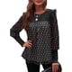 thumbnail image 2 of Qarigey Blusa de mujer con estampado de puntos, camisa de gasa informal, linterna, manga larga, volantes de trabajo, top de dama Prendas para la parte del cuerpo Negro XXL, 2 of 4