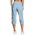 thumbnail image 6 of Capri Cargo Pants for Women High Waist Casual Loose Fit Work Capris Lightweight Quick Dry Hiking Joggers Crop Pants Light Blue S, 6 of 6