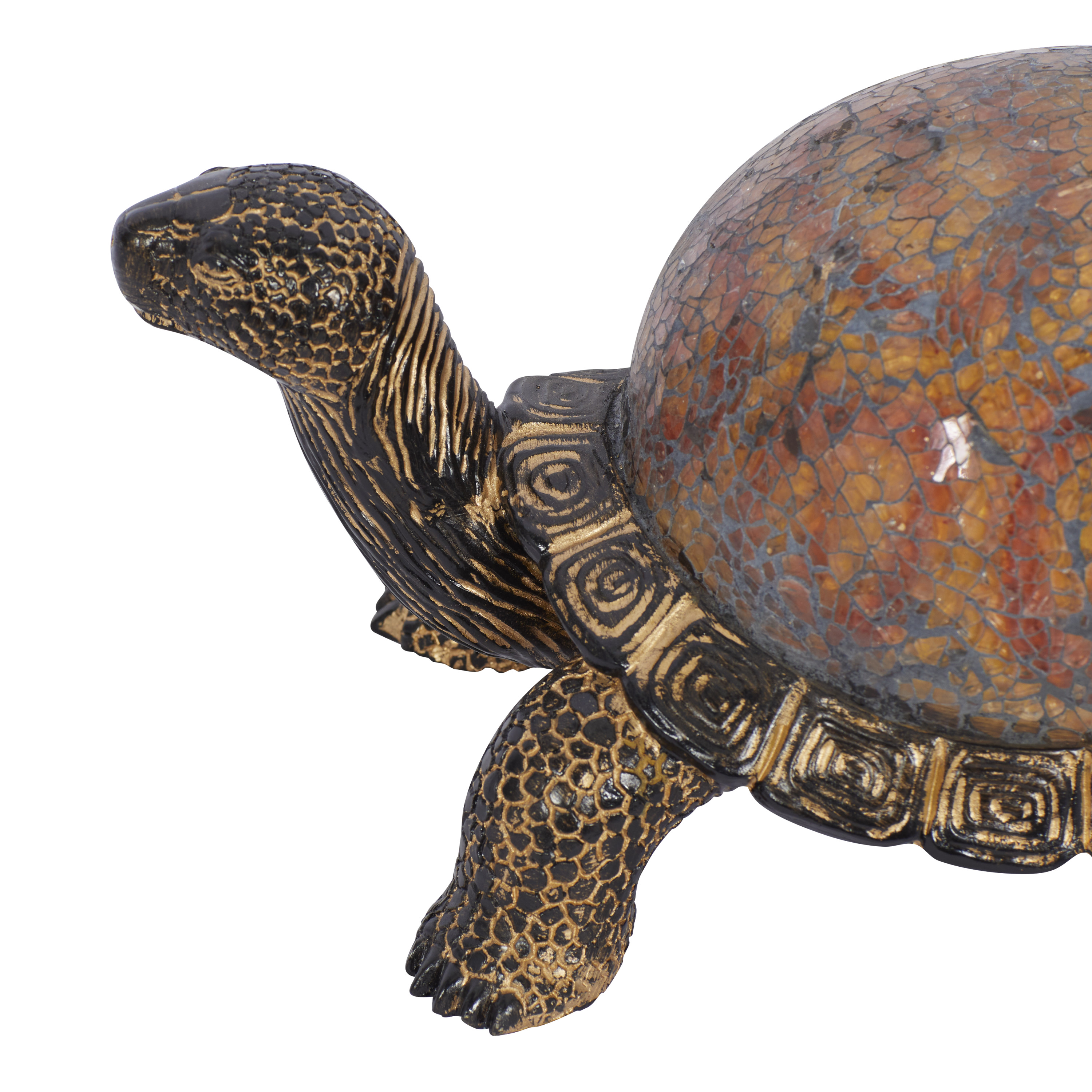 11" x 6" Brown Polystone Turtle Sculpture, by DecMode