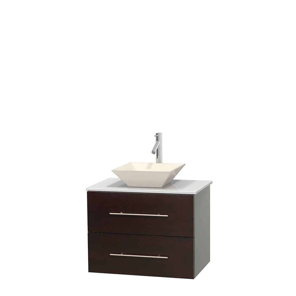 Wyndham Collection Centra 30 Inch Single Bathroom Vanity In Espresso White Man Made Stone Countertop Pyra White Porcelain Sink And No Mirror Walmart Com Walmart Com