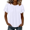 thumbnail image 2 of Favoffer Women's Round Neck Short Sleeve Solid Color Casual Top, 2 of 8