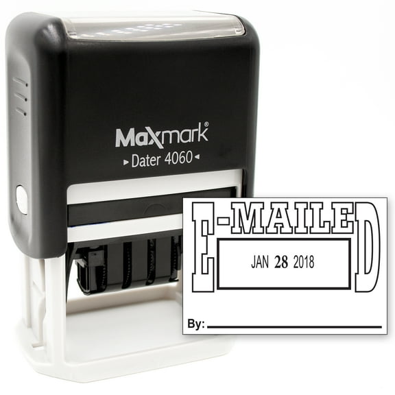 MaxMark Large Date Stamp with E-MAILED Self Inking Date Stamp, Large Size - BLACK ink