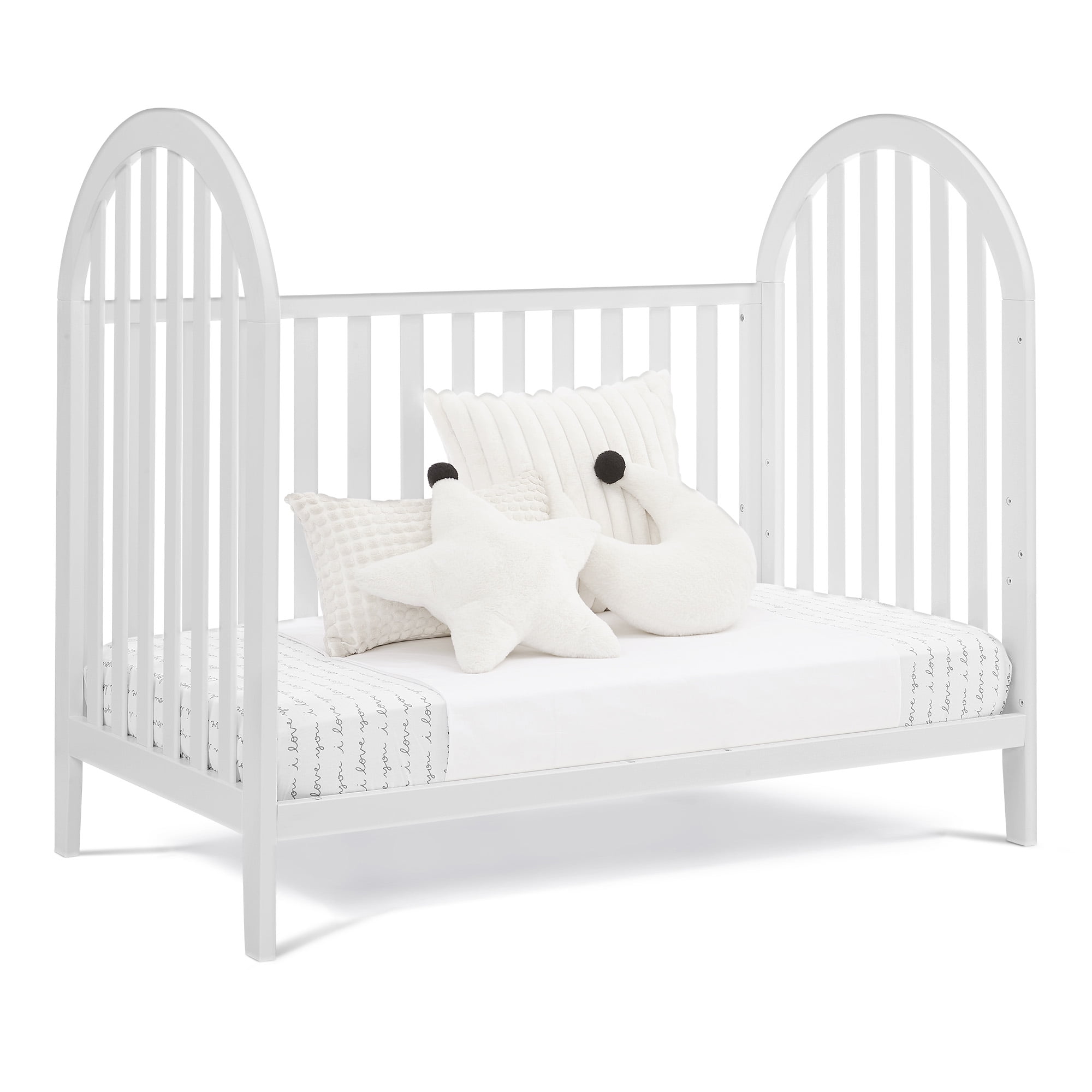 Delta Children Milano 4-in-1 Convertible Crib - Greenguard Gold Certified, Bianca White
