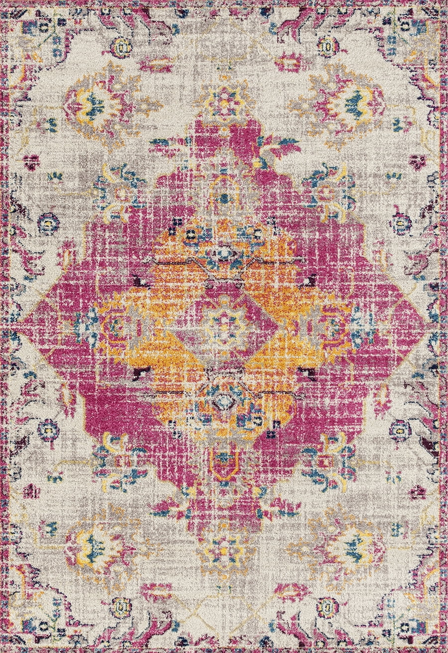United Weavers Caledonia Seraphina Farmhouse Medallion Area Rug, Magenta, 9'10" X 13'2"