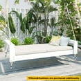 thumbnail image 3 of Harper & Bright Designs Twin Size Porch Hanging Swing Chair, Patio 2 Seater Acacia Wood Swing Frame with Hemp Ropes for Garden Backyard, White, 3 of 15