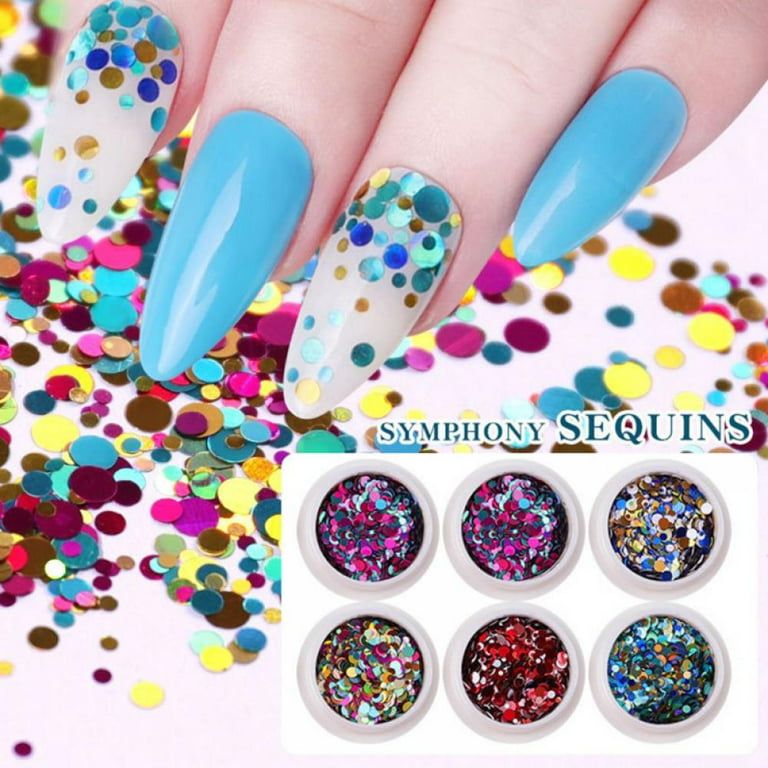 DouborQ Fine Glitter for Nails Sequins 6 Color Mixed Holographic