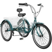 MOONCOOL Adult Tricycles 7 Speed, Adult Trikes 24 / 26 inch 3 Wheel Bikes, Three-Wheeled Bicycles Cruise Trike with Shopping Basket for Seniors, Women, Men
