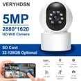 thumbnail image 1 of Cámara de videovigilancia de seguridad para el hogar, Webcam inalámbrica IP de 5MP, 4 piezas, Wifi, Monitor de bebé, seguimiento automático inteligente, para interior nocturno, 355 °, 1 of 3