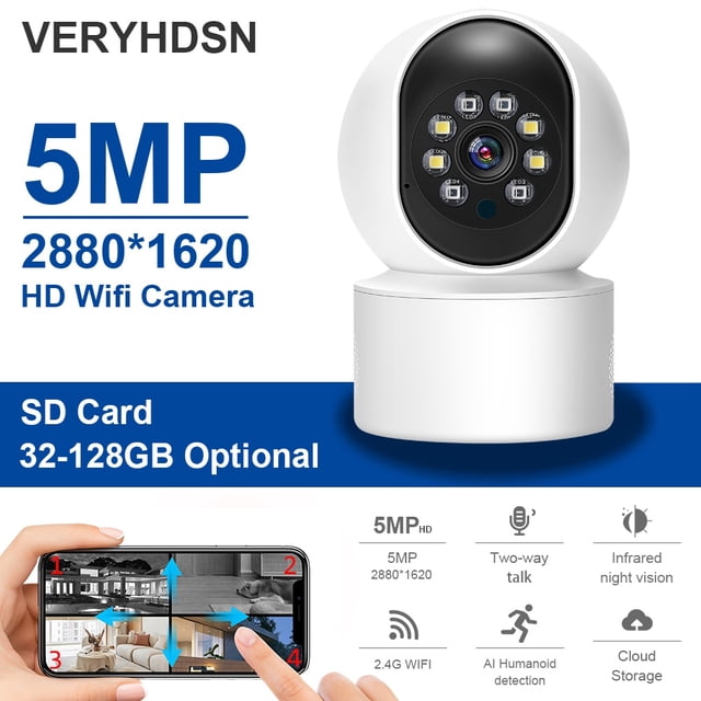 Cámara de videovigilancia de seguridad para el hogar, Webcam inalámbrica IP de 5MP, 4 piezas, Wifi, Monitor de bebé, seguimiento automático inteligente, para interior nocturno, 355 °