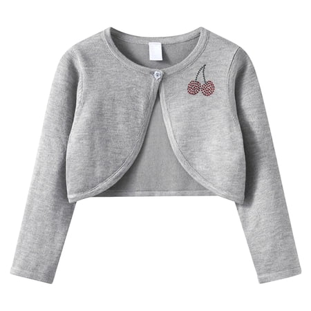 Staki Girls Long Sleeve Knitted Bolero Cardigan Kids Button Closure Shrug Sweaters Cropped Jacket Cover Up Tops 1-14Y 9-10 Years