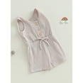 thumbnail image 4 of Musuos Toddler Girls Boys Short Playsuit 6M 12M 18M 24M 3Y 4Y Solid Color Crew Neck Sleeveless Jumpsuits Summer Casual Romper, 4 of 10