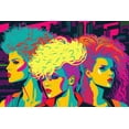 thumbnail image 1 of 24x36 gallery poster, 1980s neon Synth pop girls in the New Wave style p1, 1 of 1