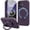 Deep Purple, variant on Dteck Liquid Silicone Case for iPhone 16, Fit for MagSafe, Magnetic Ring Kickstand Slim Phone Case with Tempered Glass Screen Protector Full Camera Protection,Black