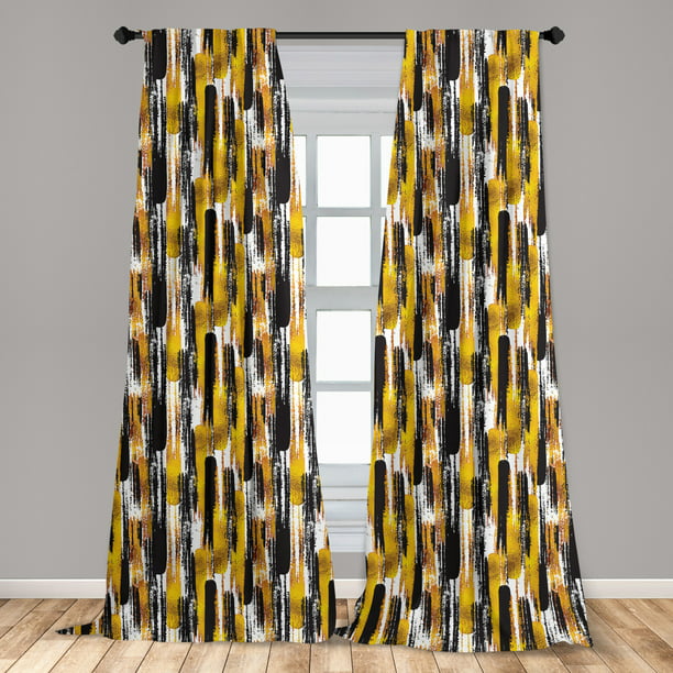 Window Ds For Living Room Bedroom, Yellow And Black Window Curtains