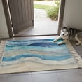 thumbnail image 5 of Kitchen Runner Rugs, Blue Gradient Water Ripple 3'x5' Throw Rug with Tassels, Watercolor Oil Painting Art Washable Soft Floor Carpet Runner for Hallway Bedroom Bathroom Laundry Room, 5 of 9