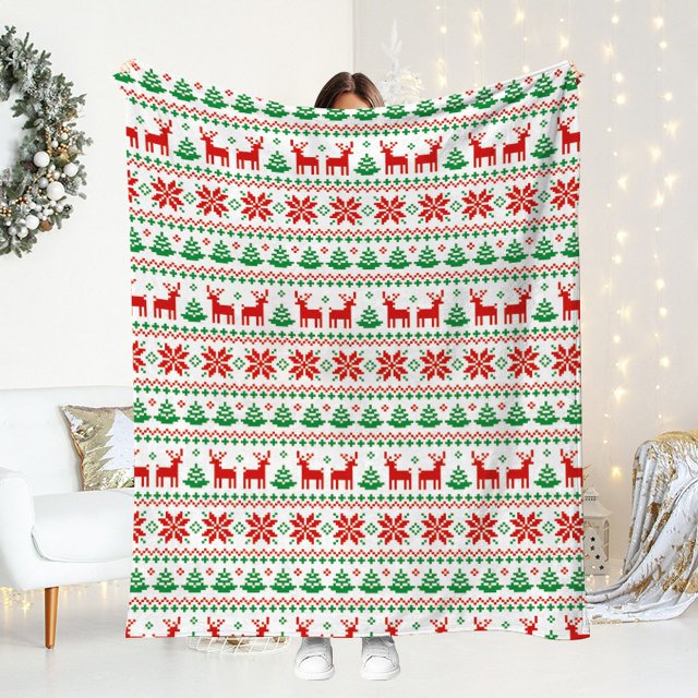 Couverture de Noël Couverture en Flanelle Imprimée Numérique Couverture de Sieste Couverture Confortable et Chaude Couverture de Climatisation