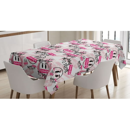 

Emoji Tablecloth Graffiti Tag Nothing to Prove Writings with Angry Look Roundy Faces Grunge Rectangular Table Cover for Dining Room Kitchen Decor 60 X 84 Off White Pale Rose by Ambesonne